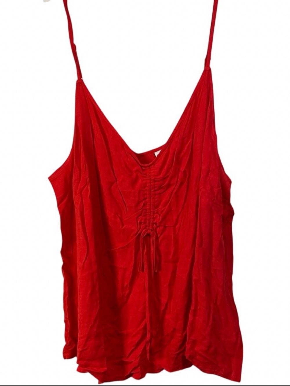Ava & Viv Red Adjustable Spaghetti Strap Cami with Front Cinch
